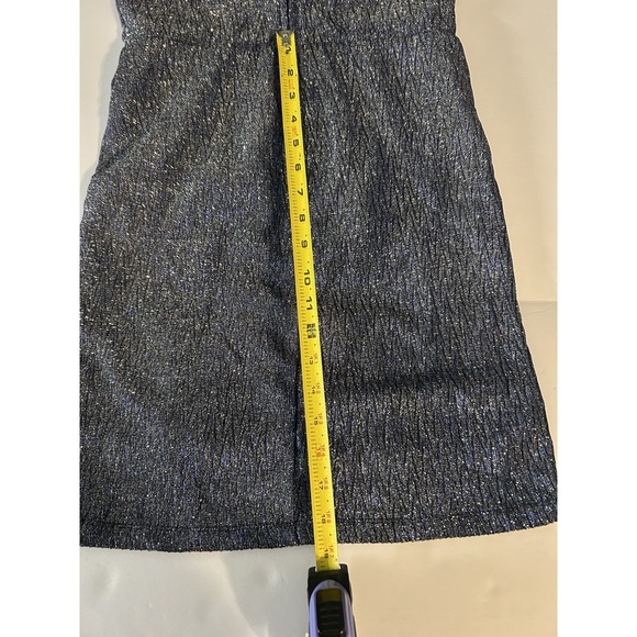 Shimmering Silver & Blue Sleeveless Mini Length w/ V Neck‎ & Adjustable Straps - Picture 4 of 8